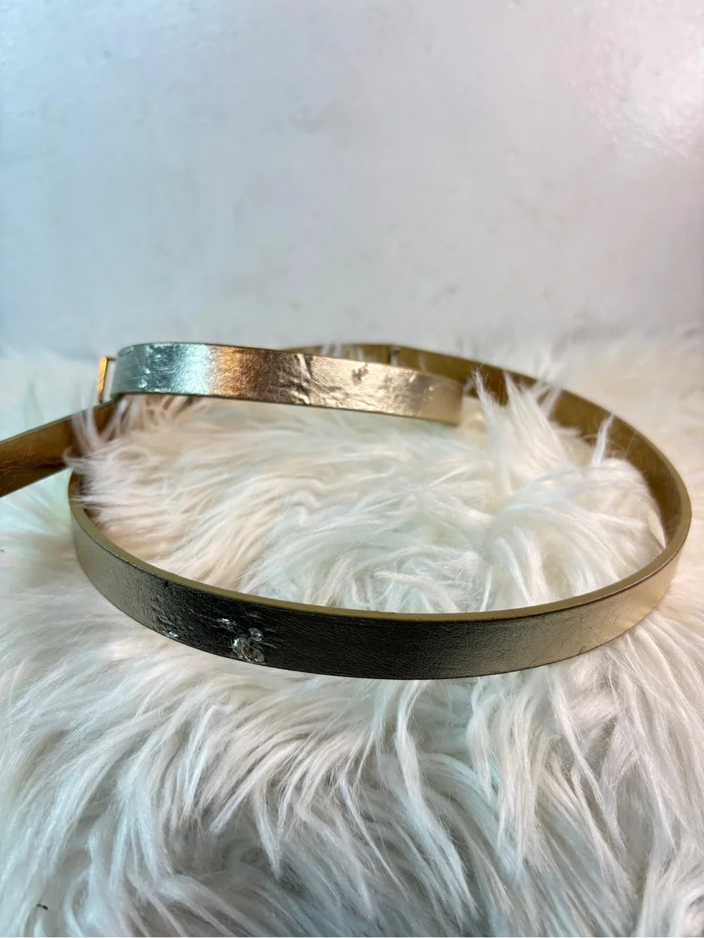 Michael Kors Metallic Gold Slim Leather Belt with Gold Buckle